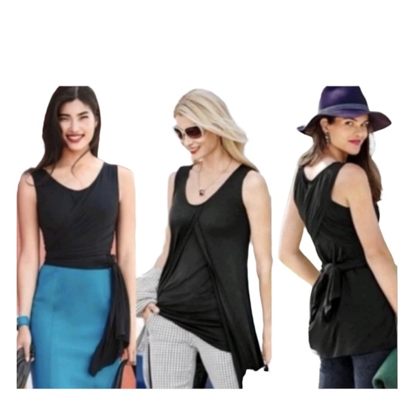 CAbi Beyond Tee Multiway Tank Convertible Black Scoop Neck Tunic Top 3243, Small - Picture 1 of 8